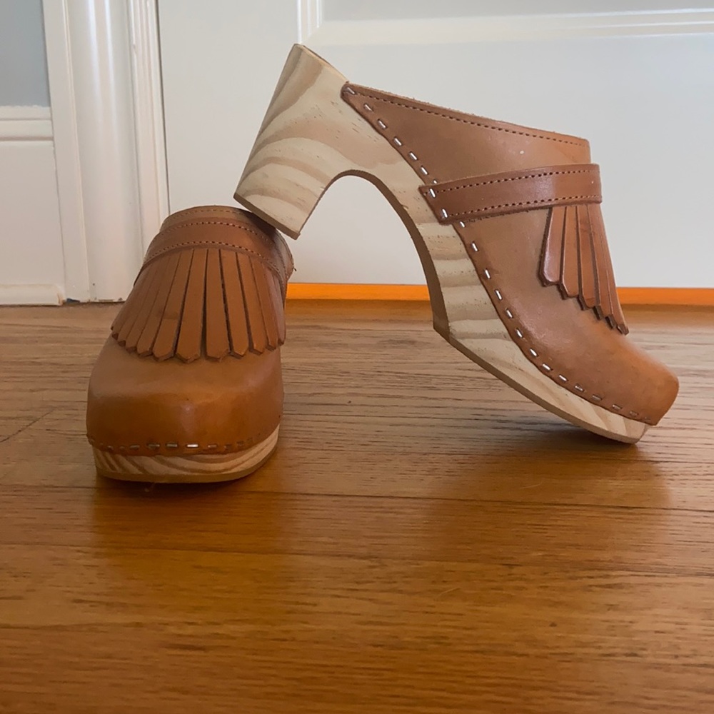 Sandgren Swedish clogs size 38 veg tan leather